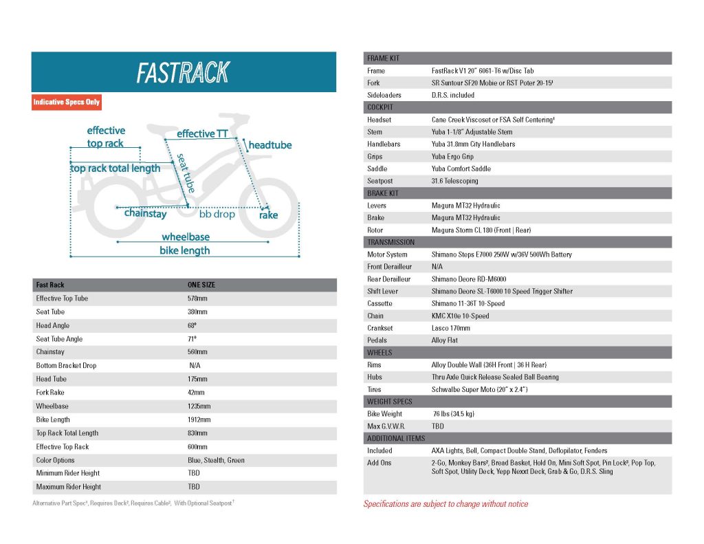 Yuba Cargo Bikes Fastrack Tech Specs- FR